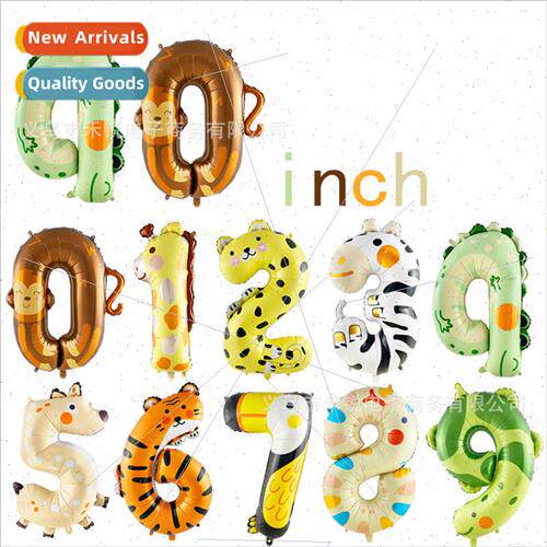 Forest 40 inch animal big numbers aluminum film balloon chil