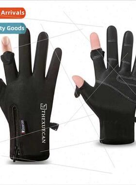 Outdoor warm waterprogloves winter open finger padded fishin