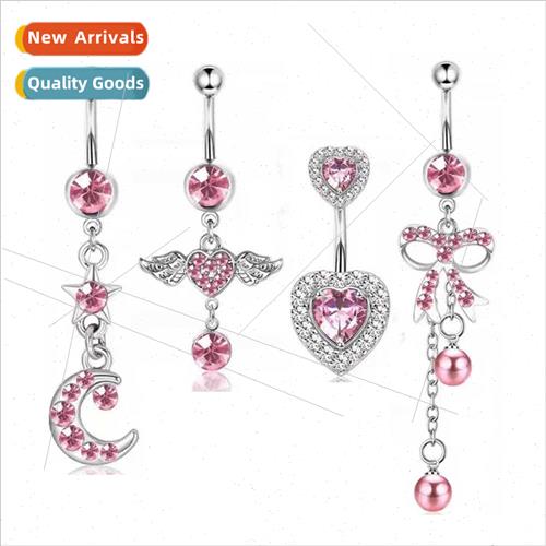 Piercing jewelry diamonds love bow pink sweet set butterfly