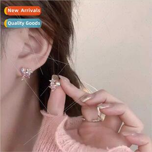 flower ear Fresh zirconia niche fashion female pink earrings