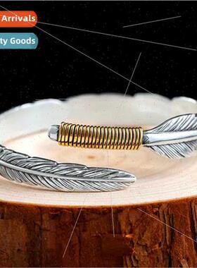 Vintage gold tail feather bracelet men nd solid bracelet jew