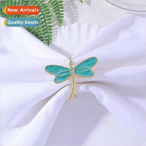 New colourful oil dripping dragonfly napkin ring insect napk