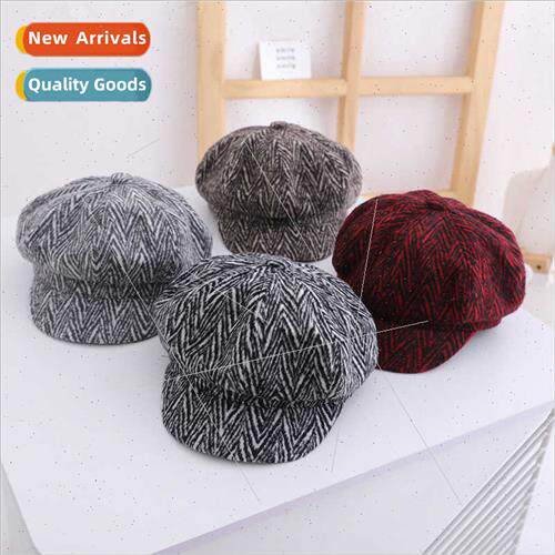 Children hats fall winter new simple wool herringbone ni oct