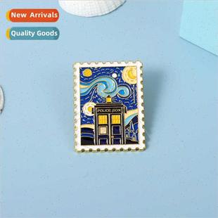 Gogh time shape painting desi stamp Van stars Creative under