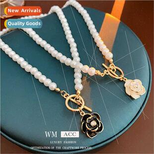 Koreadiamonds drip oil camellia OT buckle necklace collar ne