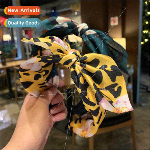 Bow hair band Korea simple versatile fresh leopard print flo