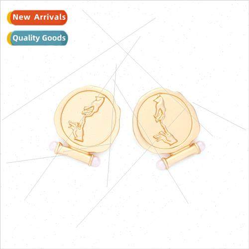 ZA simple embossed medallion hearrings temperament hGod earr