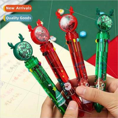 Christmas sequins press 10 colors ballpoint pen creative Chr