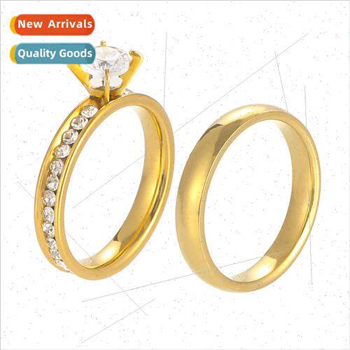 Fashion diamond ring couple light luxury tanium steel wh dia