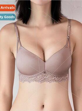 Bra Women 2024 large breasts show small bra silk lace bra wh