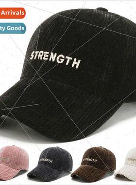 Korean  corduroy bent brim baseball cap tide men women embro
