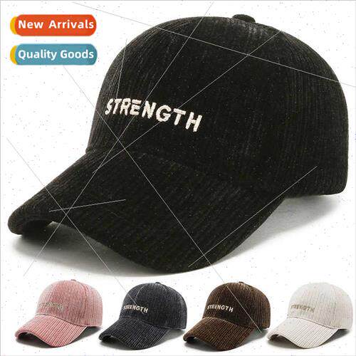 Korean  corduroy bent brim baseball cap tide men women embro