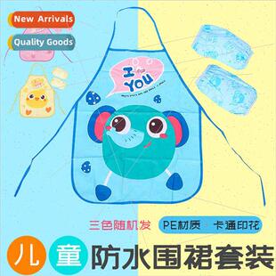 Children small apron sleeve doodle painting dinner kindergar