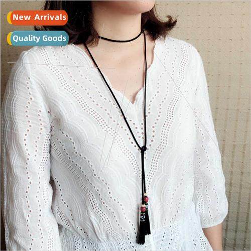 Fashion simple tassel choker necklace women long jumper chai