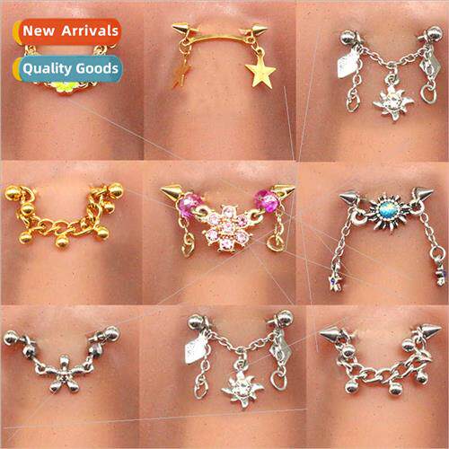 Europe Flower Round Teardrop Chain Eyebrow Studs Eyebrow Jew