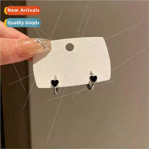 S925 silver pin dark heart earrings female earrings niche 20