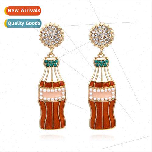 New simple coke bottle earrings geometric color blocking rhi