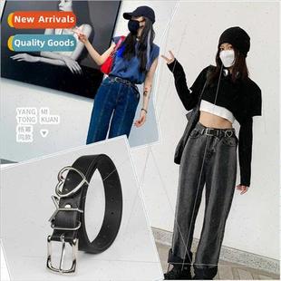 set Korean simple Power ins belt pants tid women