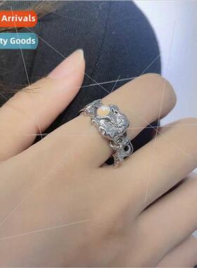 Dazzling Moonstone Lava Belt Buckle Ring Creative Irregular