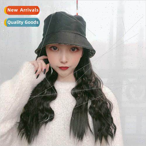 Wig female medium-length hair hat wig all-in-one fashion fis