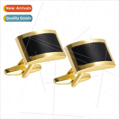 Men business high-grade K gold onyx curved French cufflinks