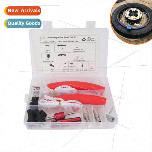 31pcs Tire Repair Tool Kit Red Protective Sleeve适用Car Moto
