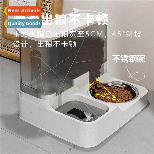 Cat Double Bowl Automatic Drinking Feeder Stainless Steel On