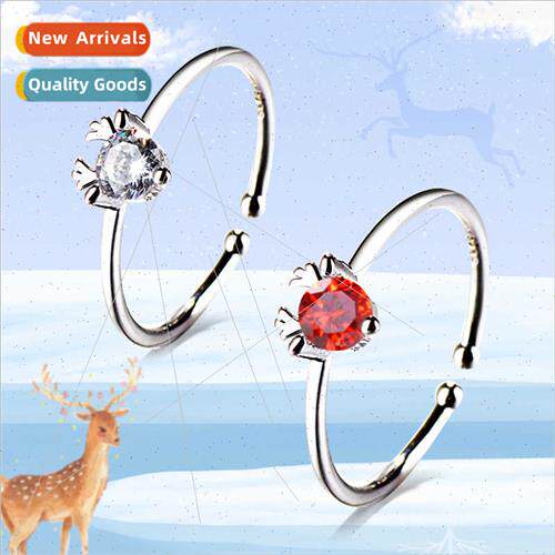 Mori flash diamond elk open ring simple fashion antler index