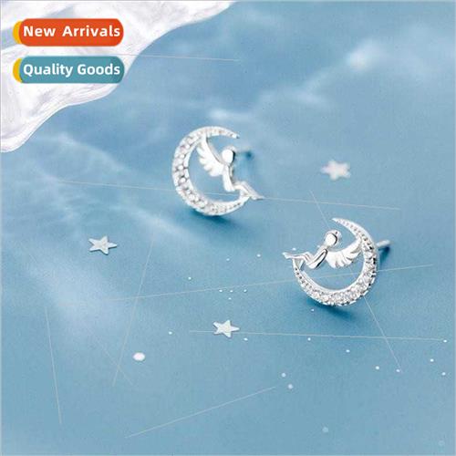 S925 silver needle cherub earrings female new wave simple sm