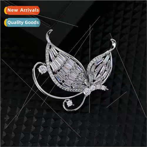 Fashion simple butterfly copper zirconia brooch high-grade c