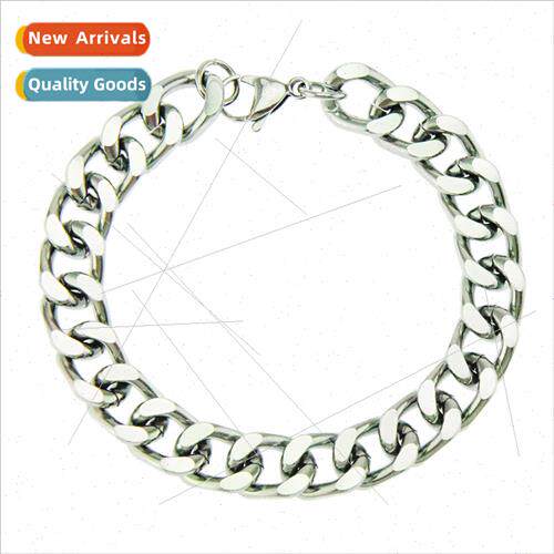 Europe ins simple glossy Cuban chain men bracelet bracelet p