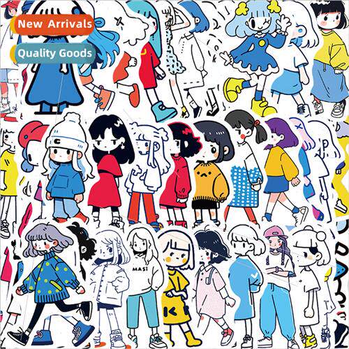 50 cute sketch girl graffi decorative stickers phone case wa