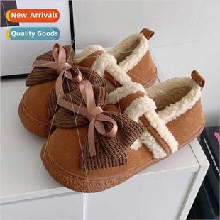 bow outdoor padded Fashion Birkenstock sweet warm shoe retro