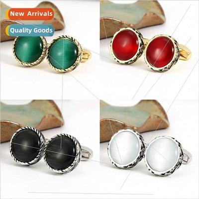 Men vintage red Chinese cufflinks French shirt luxury cat-ey