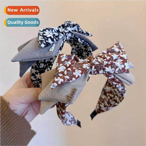 girls multi-layer color blocking floral bow versatile ageing