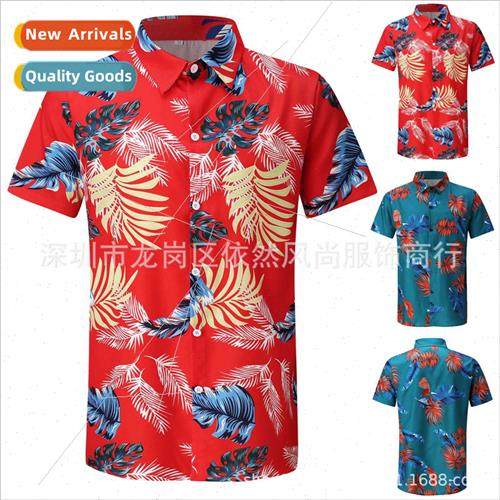 2022 new men summer short-sleeved floral shirt  code fashion