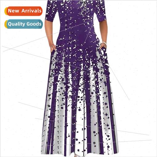 Print Long Evening Party Dress Fashion African Half Sleeve A