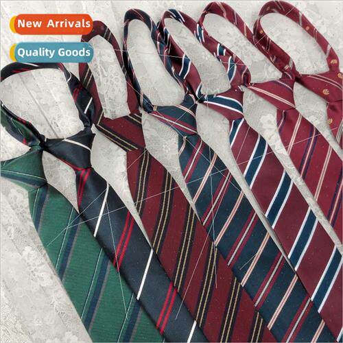 Korean striped hand tie jk college brown green long school