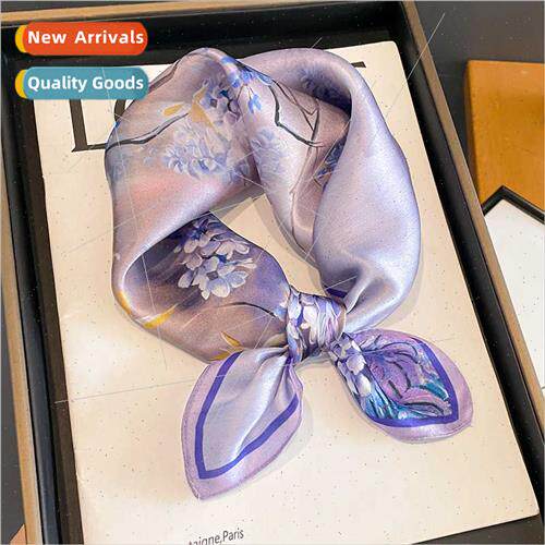 2023 Korean  new mulberry silk silk square scarf 53 decorati