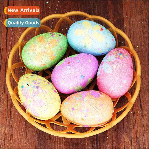 New Easter Day Decoration 4*6cm Foam Eggs Gold Dust Printed