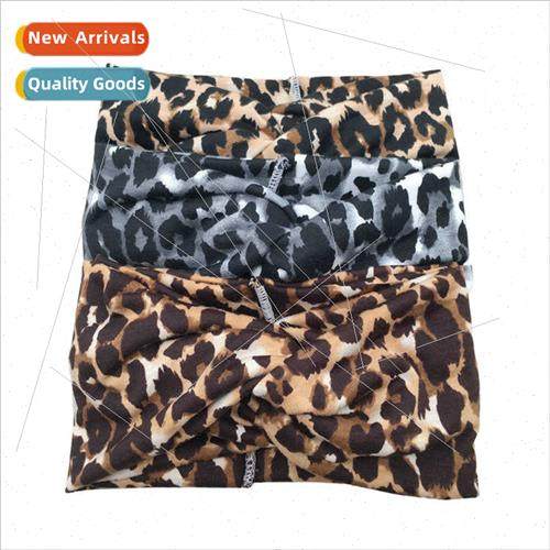 2023 new double wide side elastic cross headbleopard print e