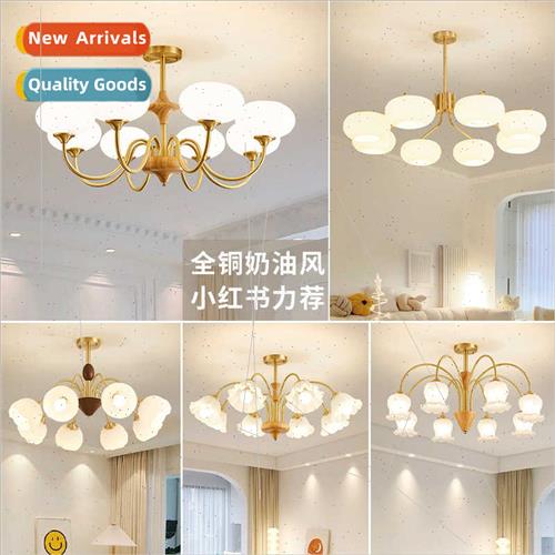 Full copper cream wind chandelier living room light simple b