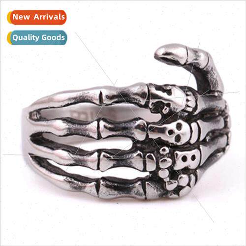 Europe new punk Halloween tanium steel ring skull ghost hret