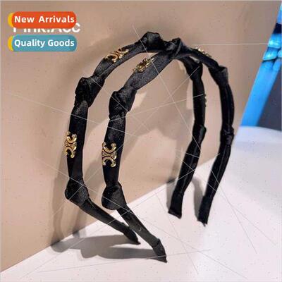 Alphabet black satin hair bands female four seasons versatil