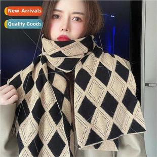 scarf female winter big hundred plaid Korean studen diamond