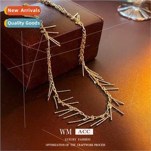 tassel necklace Europe Metal collarbone bar niche chai round