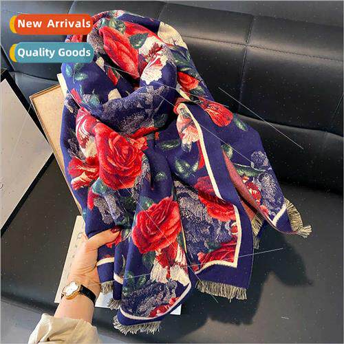 Premium sense retro floral imation cashmere scarf female fal