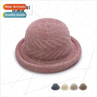 spring summer hollow weaving dome bowler hat Ms. double-laye