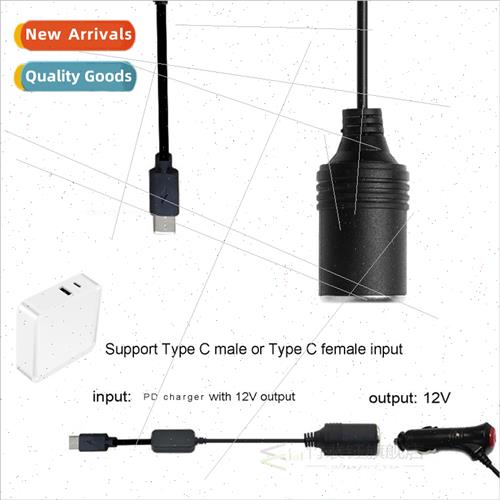 USB C PD Female Type C Male to 12V Car Power Socket Step Up