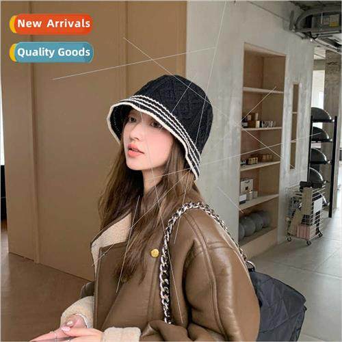 new striped knted fisherman hat female fall winter Korean  w